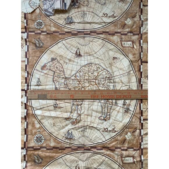 Brunschwig & Fils "Cartography"  fabric toile vintage swatch 31” x 54” - Picture 3 of 6